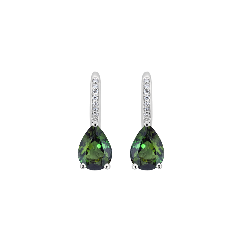 Diamond earrings with Tourmaline Tearfall