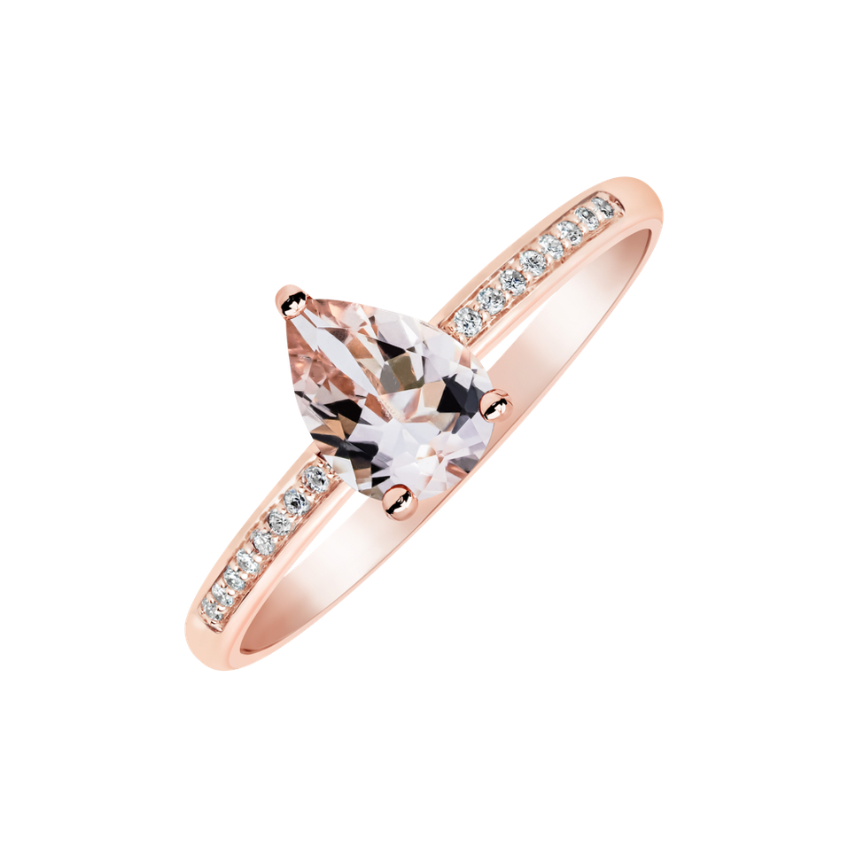 Diamond ring with Morganite Tearfall