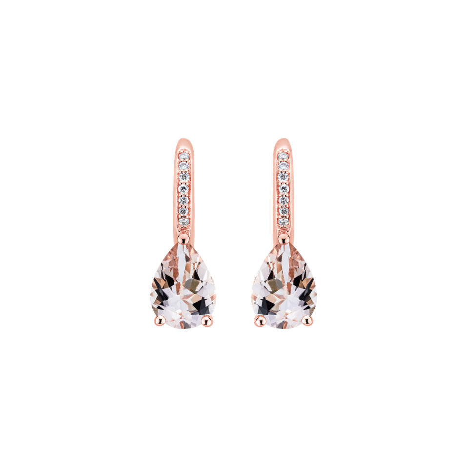 Diamond earrings with Morganite Tearfall