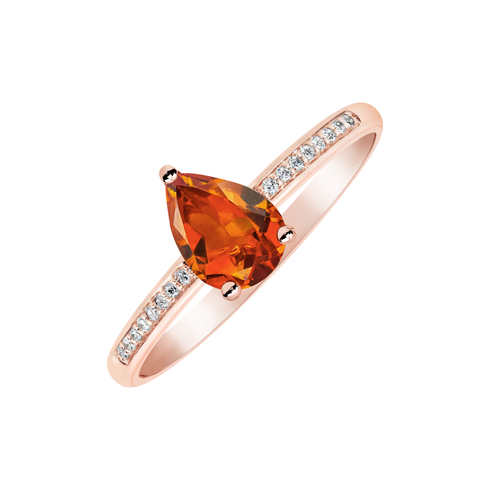 Diamond ring with Citrine Tearfall