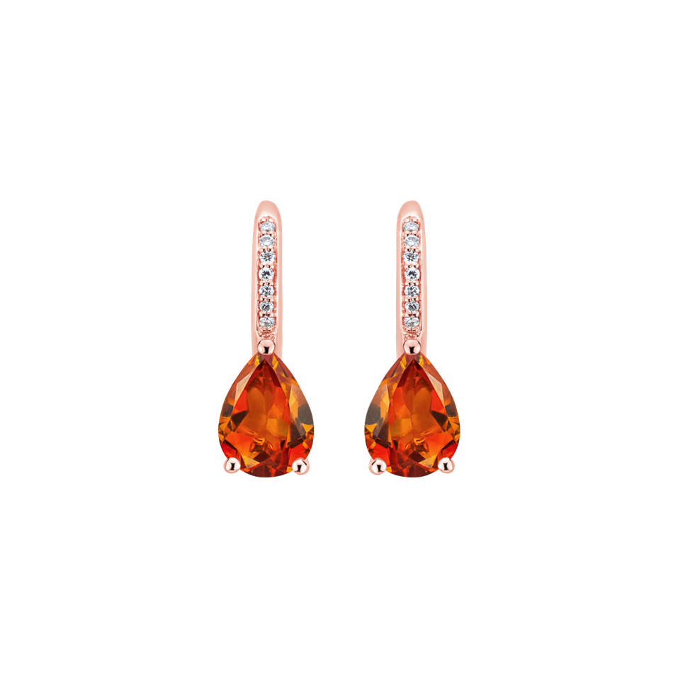 Diamond earrings with Citrine Tearfall