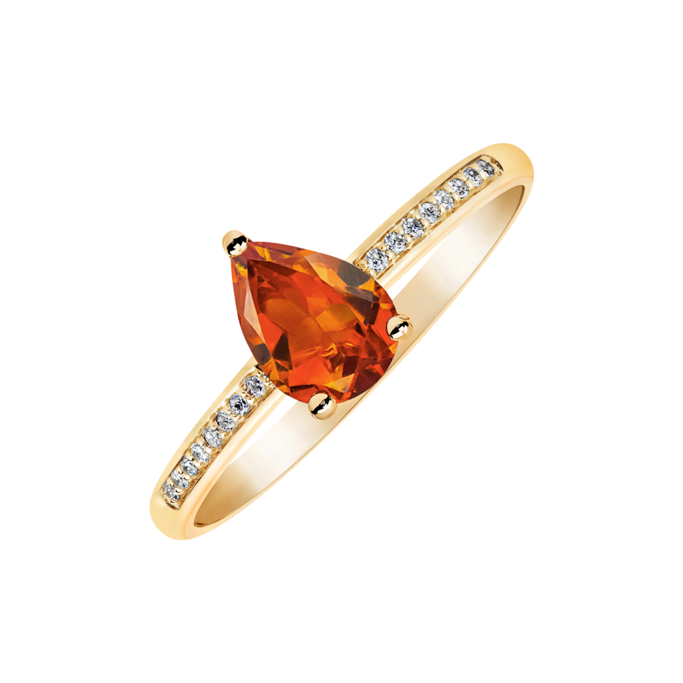 Diamond ring with Citrine Tearfall