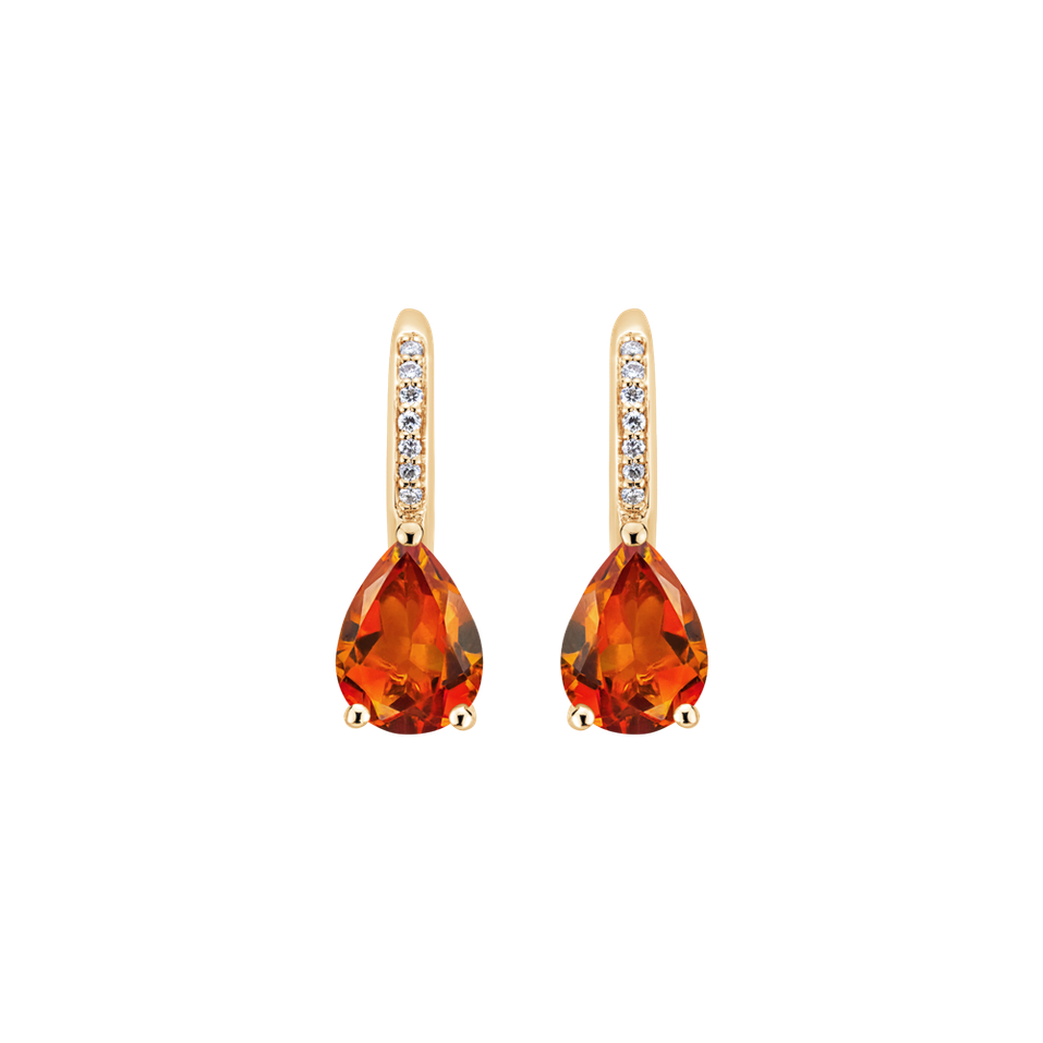 Diamond earrings with Citrine Tearfall