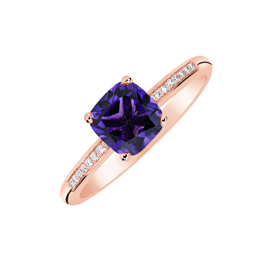 Diamond ring with Amethyst Melody Harmony