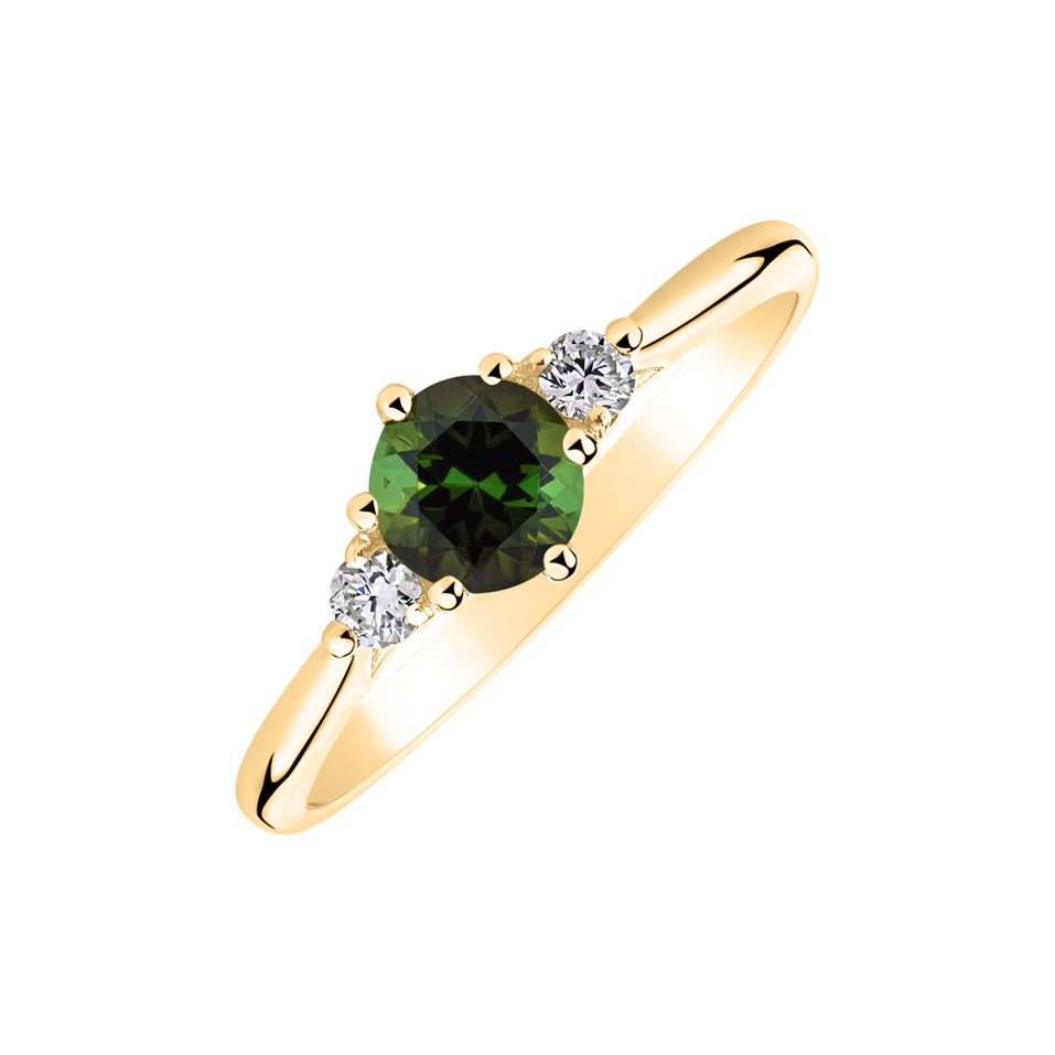 Diamond ring with Tourmaline Midnight Serenity