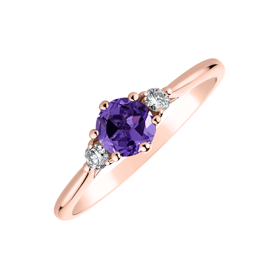 Diamond ring with Amethyst Midnight Serenity