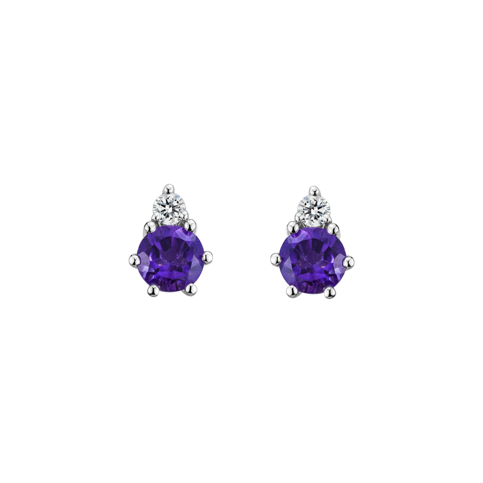 Diamond earrings with Amethyst Lux