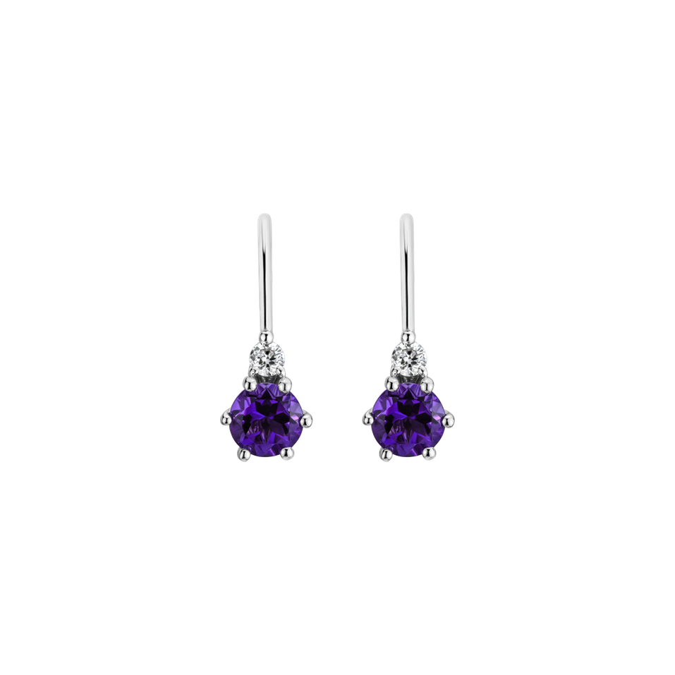 Diamond earrings with Amethyst Lux