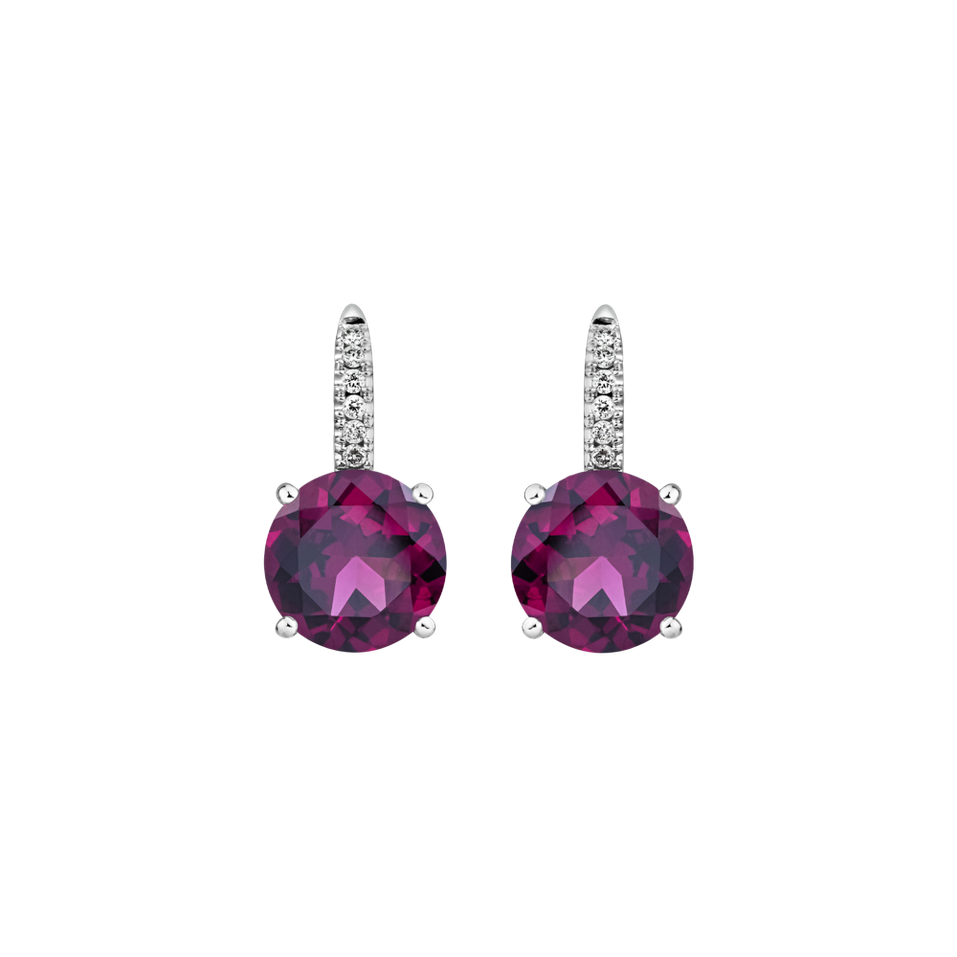 Diamond earrings with Rhodolite Bethy