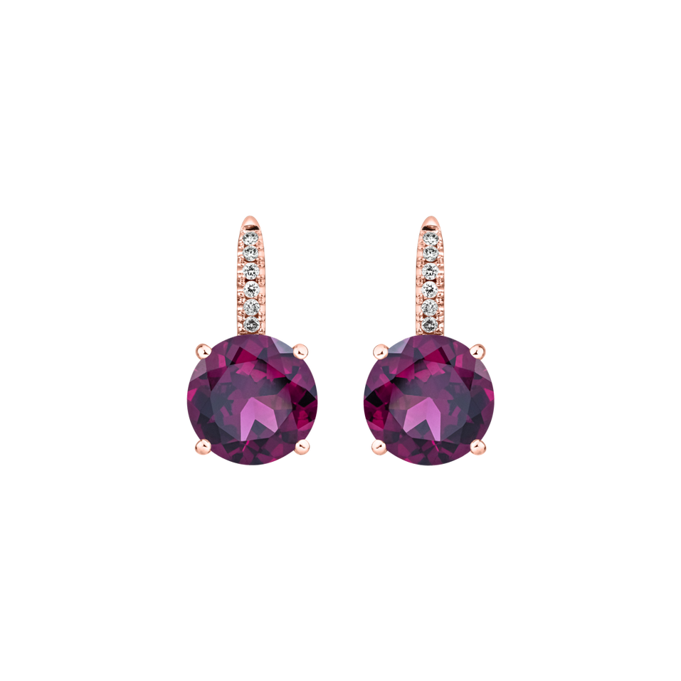 Diamond earrings with Rhodolite Bethy