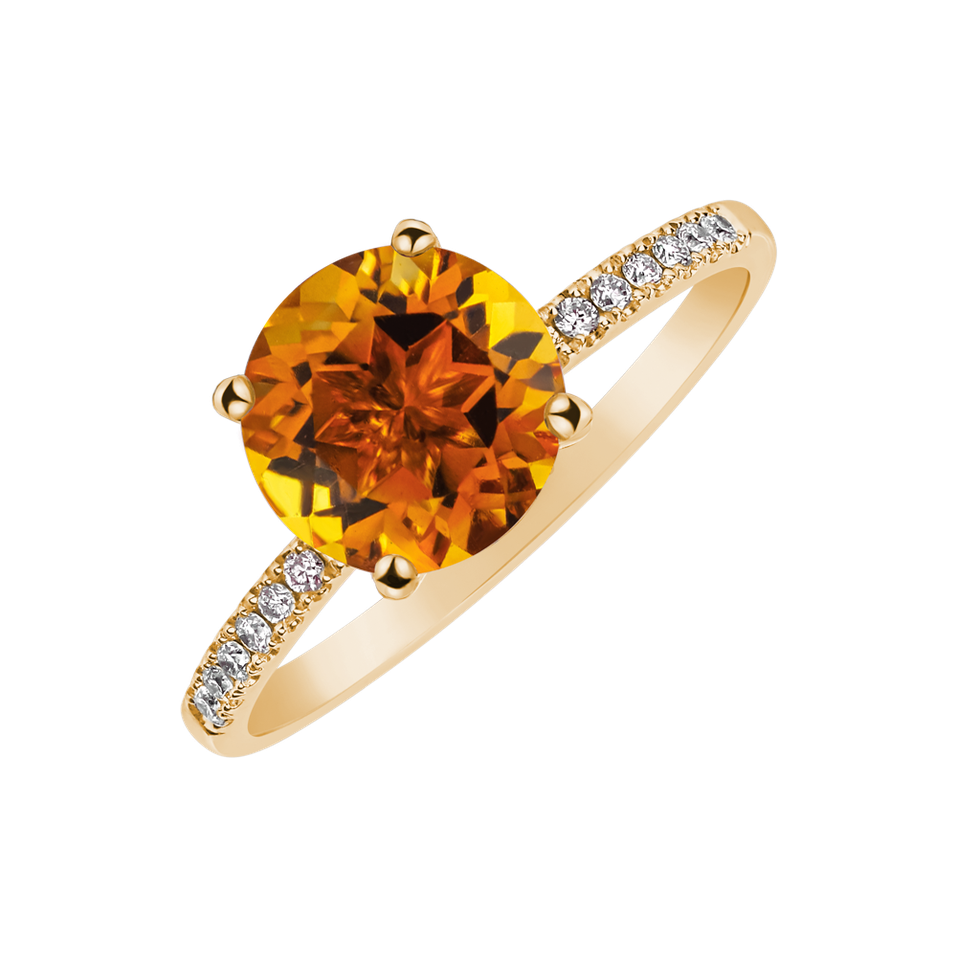 Diamond ring with Citrine Bethy