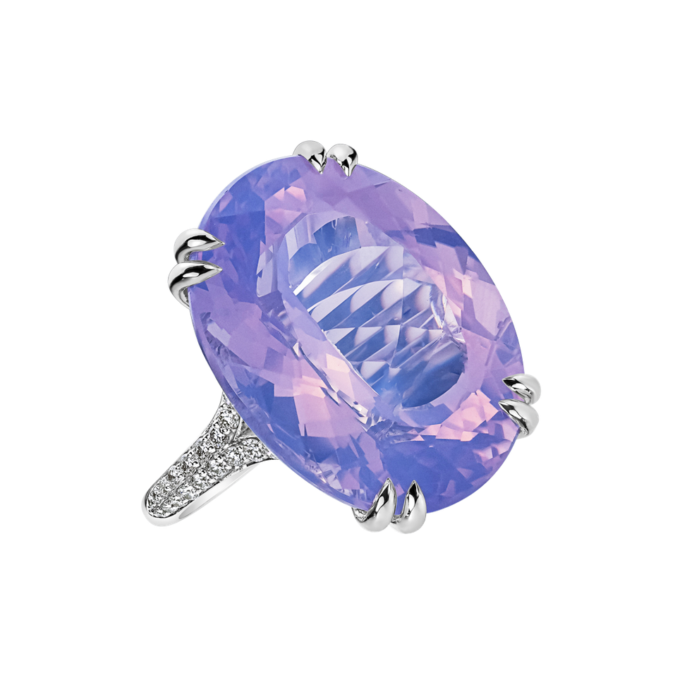 Diamond ring with Amethyst Lavender Dream