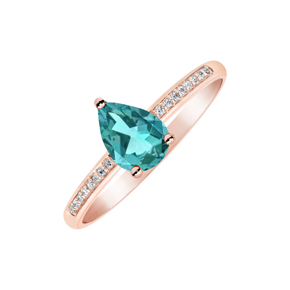 Diamond ring with Apatite Tearfall