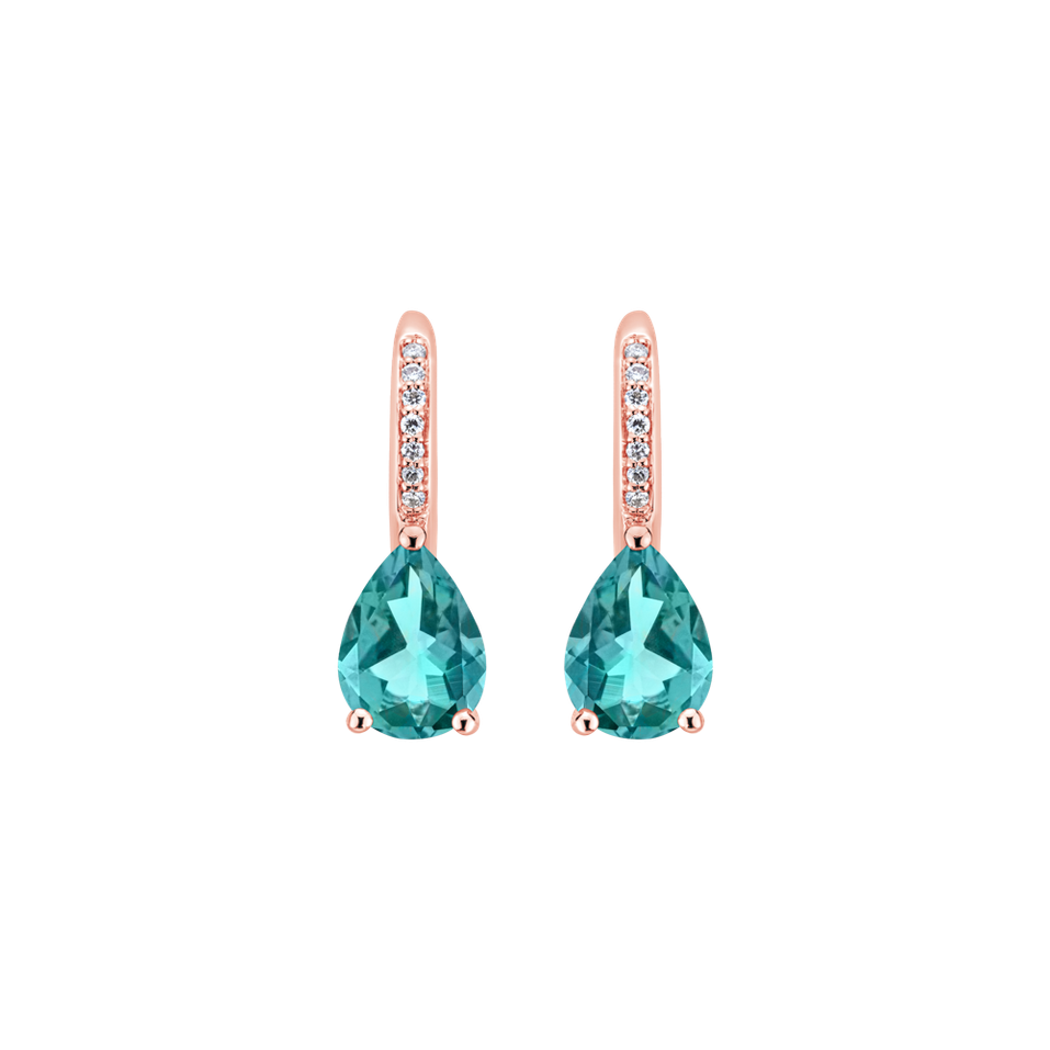 Diamond earrings with Apatite Tearfall