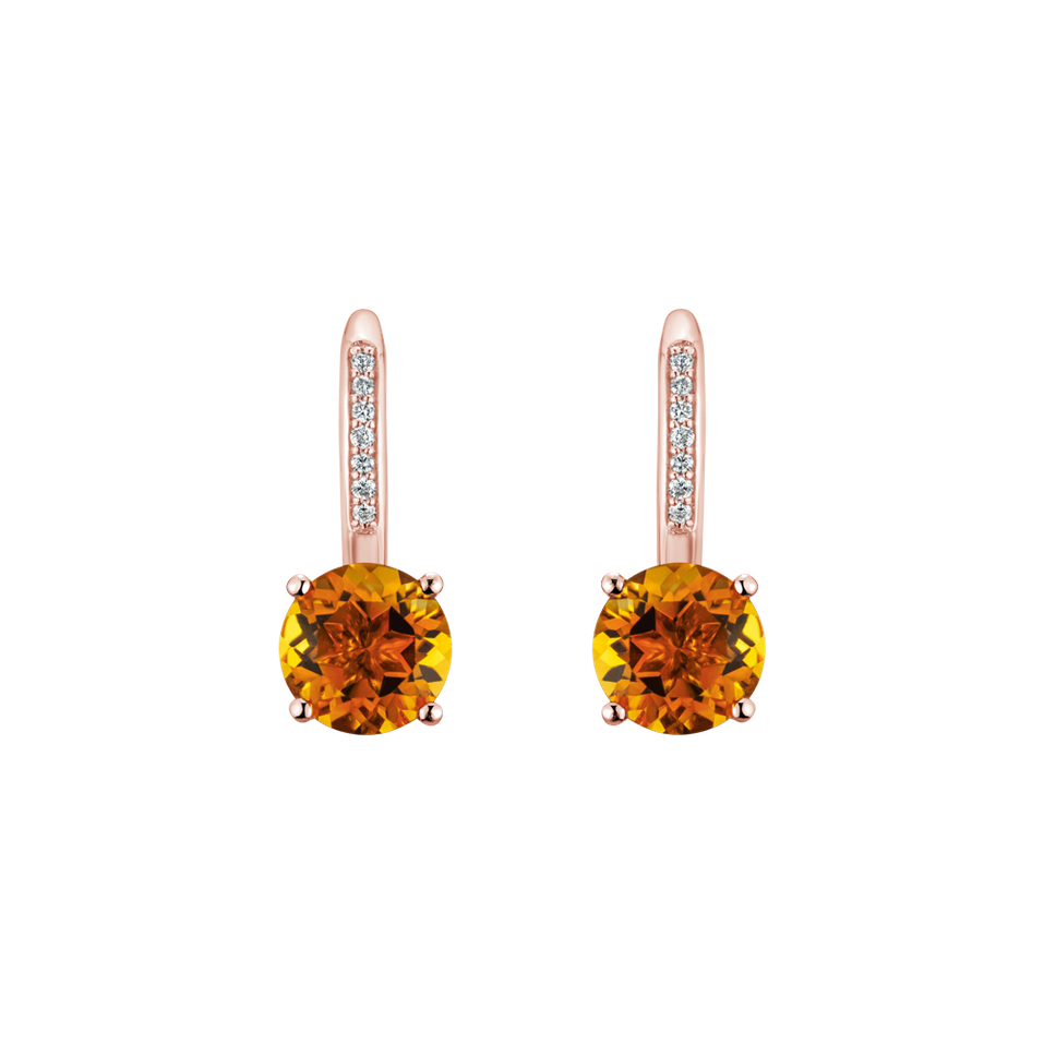 Diamond earrings with Citrine Carlo