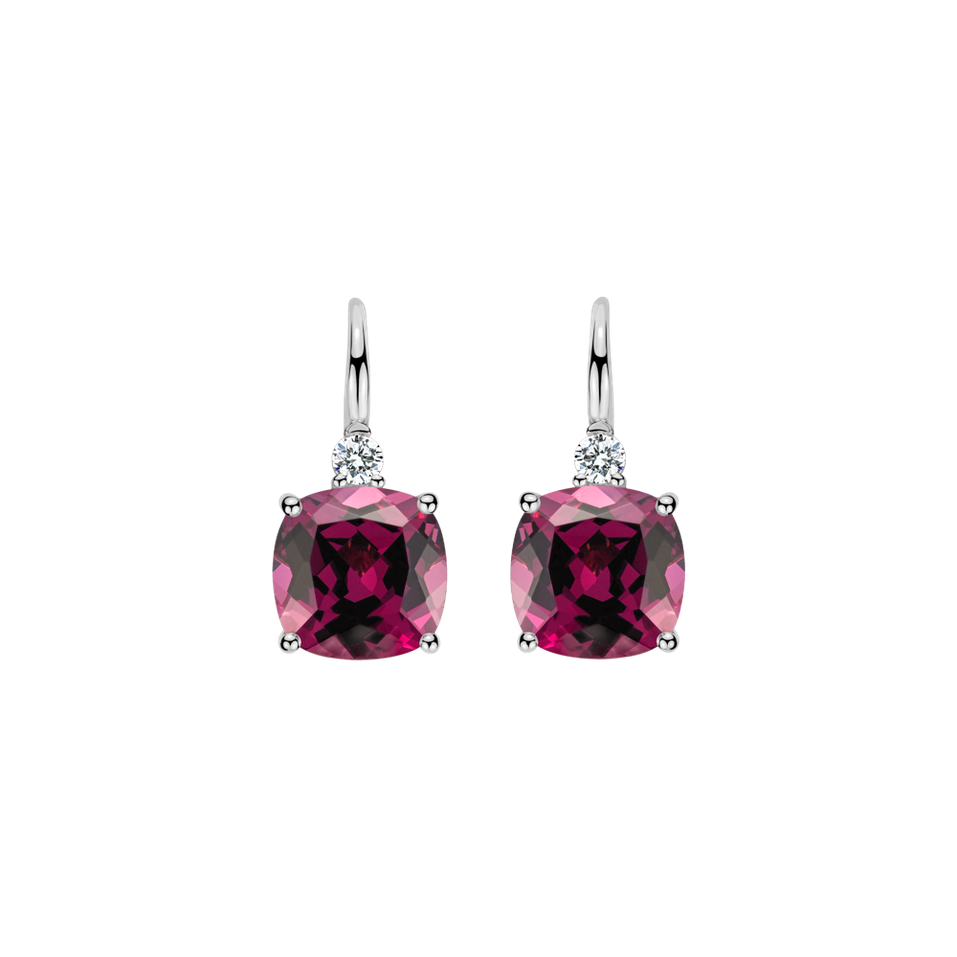 Diamond earrings with Rhodolite The Duchess