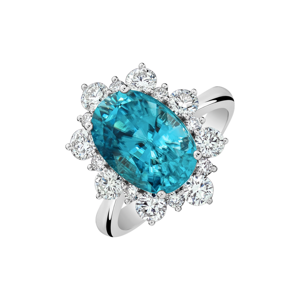 Diamond ring with Zircon Ocean's Crown