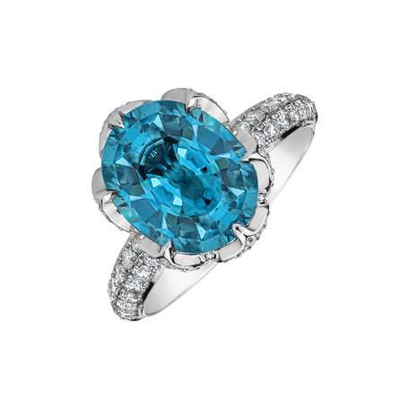 Diamond ring with Zircon Water of Life