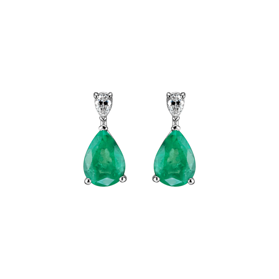 Diamond earrings with Emerald Forest  Bloom