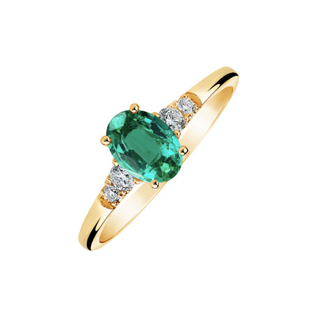 Diamond ring with Emerald Elysandria