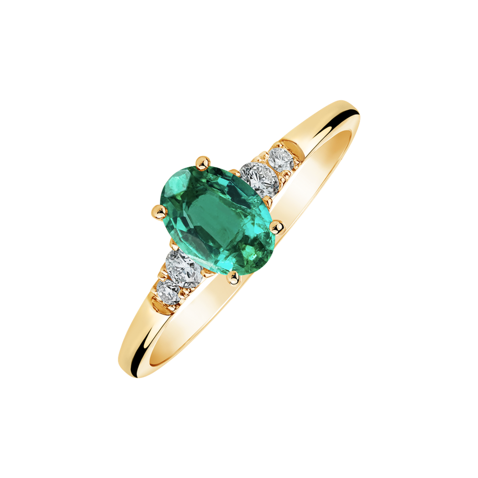 Diamond ring with Emerald Elysandria