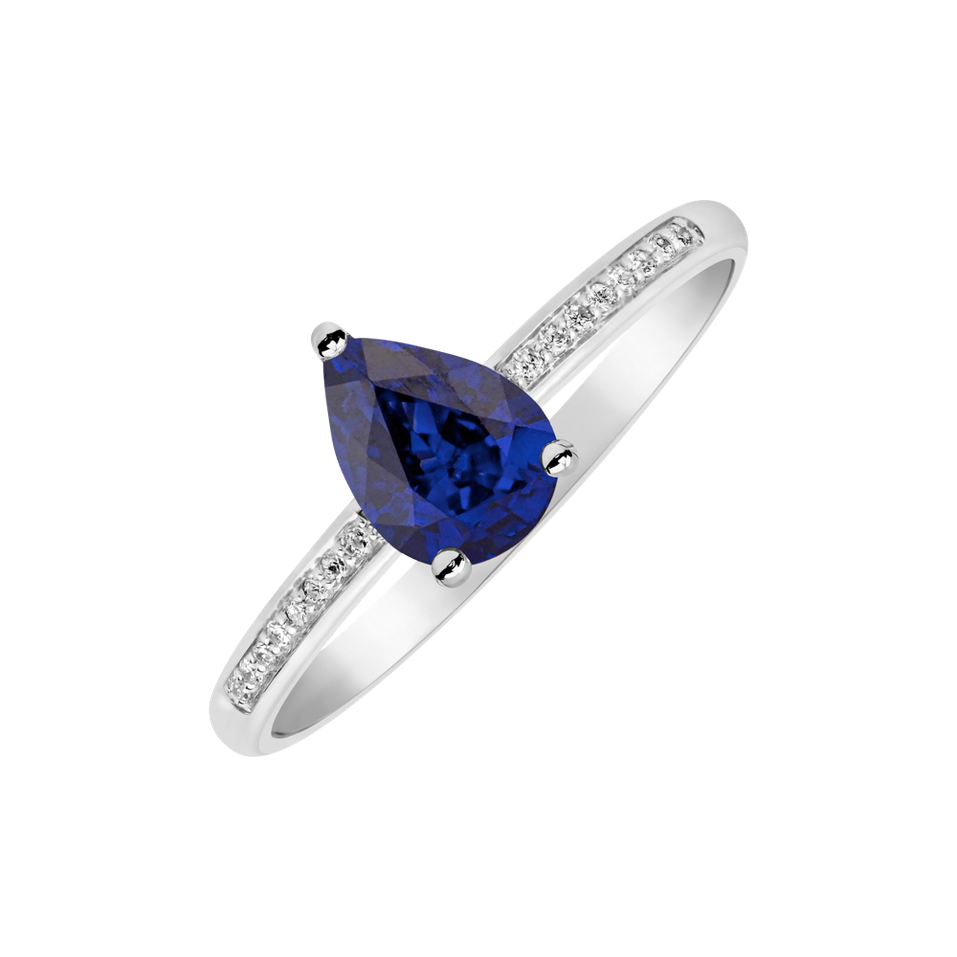 Diamond ring with Sapphire Tearfall