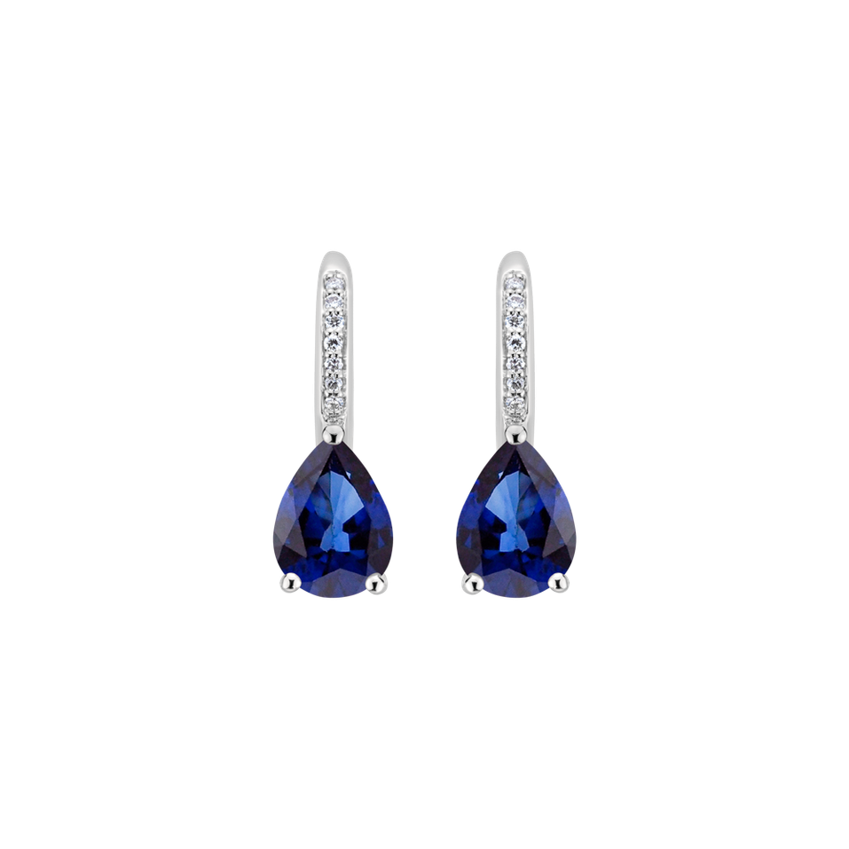 Diamond earrings with Sapphire Tearfall