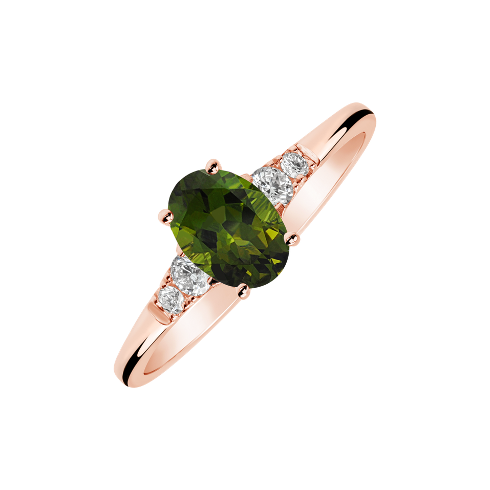 Diamond ring with Tourmaline Elysandria