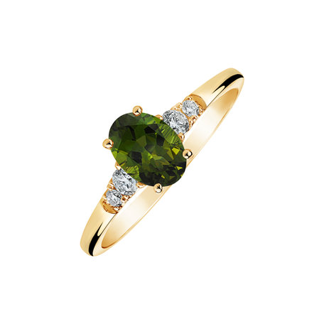 Diamond ring with Tourmaline Elysandria