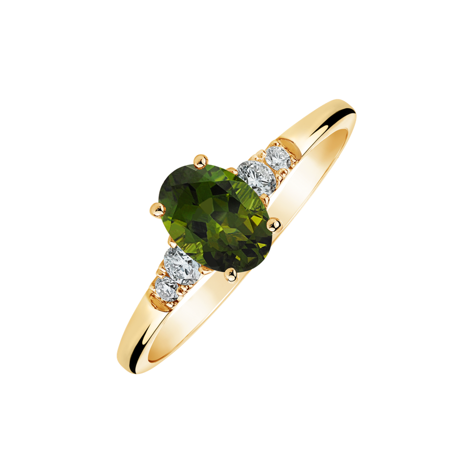 Diamond ring with Tourmaline Elysandria