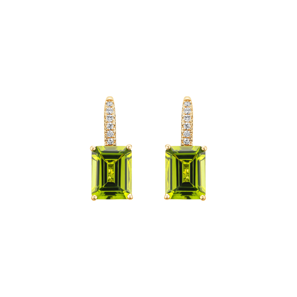 Diamond earrings with Peridote Mireth