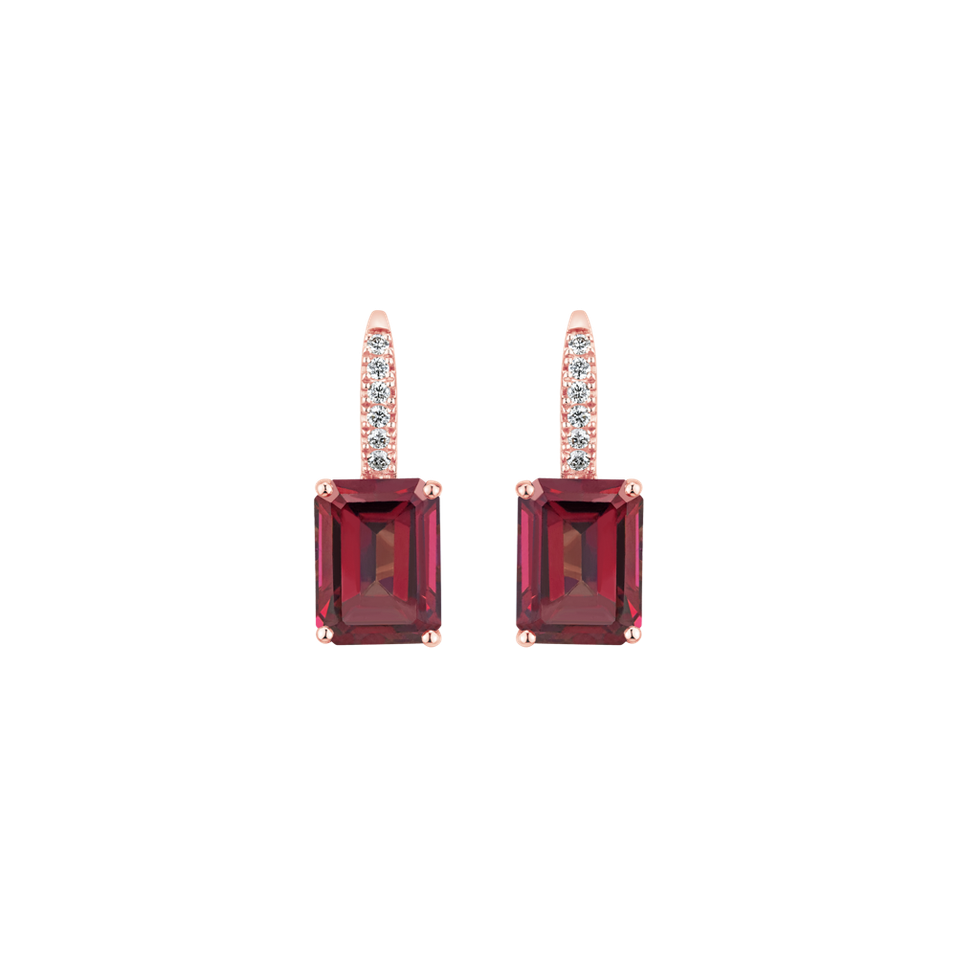 Diamond earrings with Rhodolite Mireth