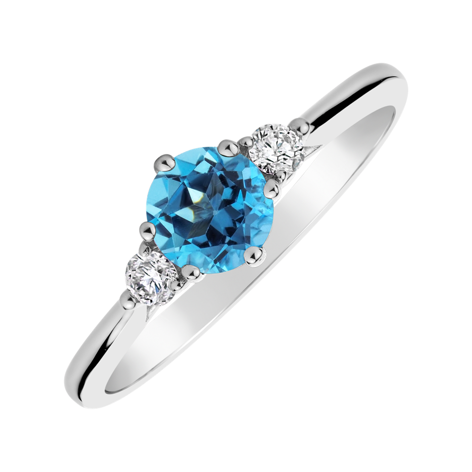 Diamond ring with Topaz Midnight Serenity