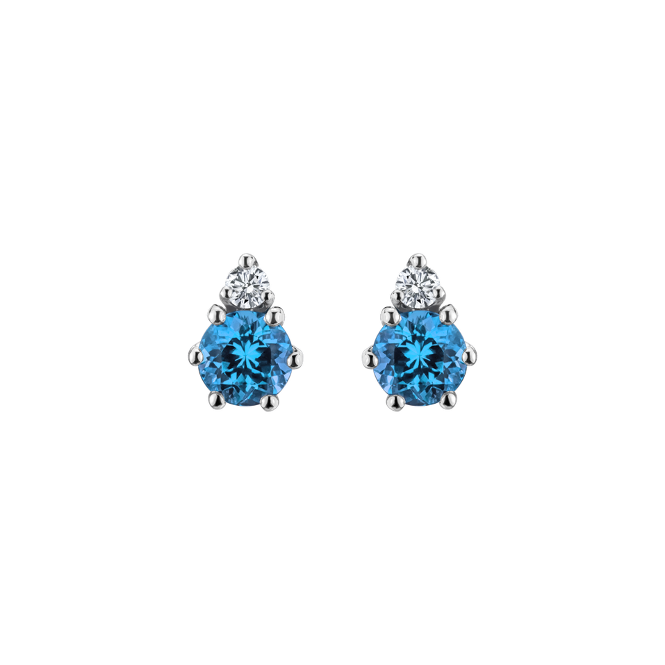 Diamond earrings with Topaz Midnight Serenity