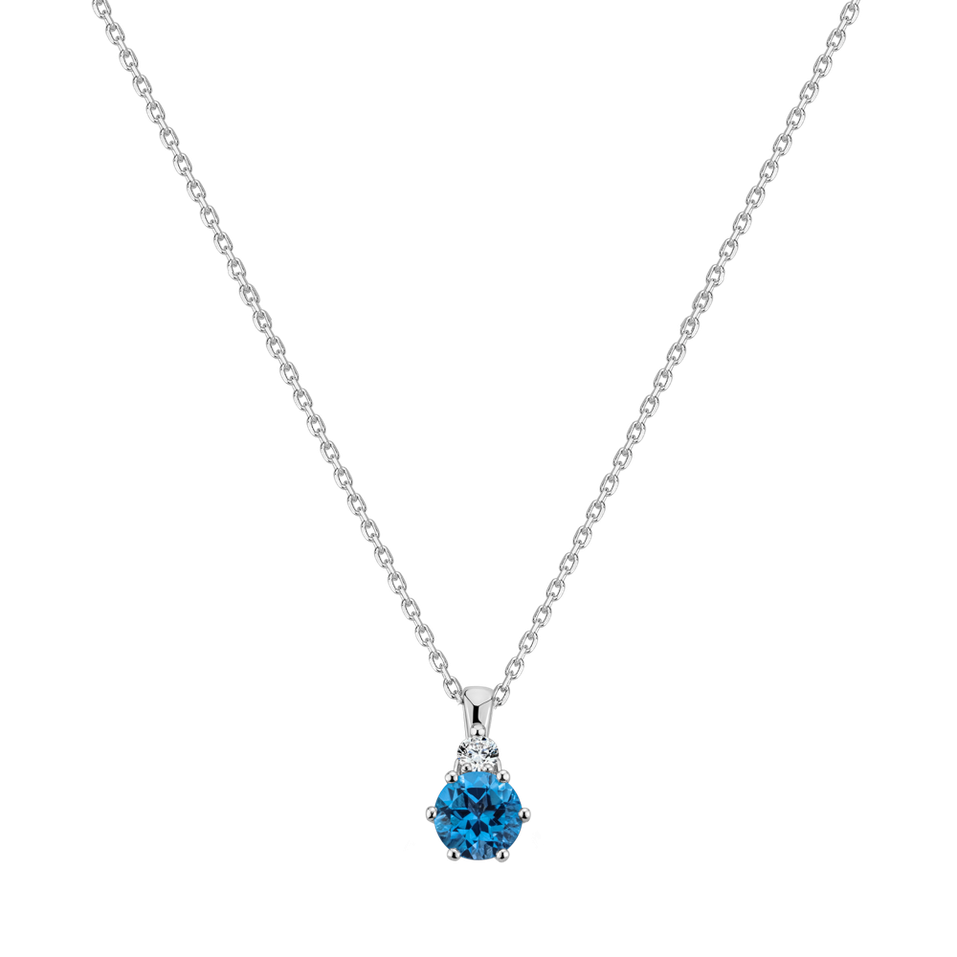 Diamond necklace with Topaz Midnight Serenity