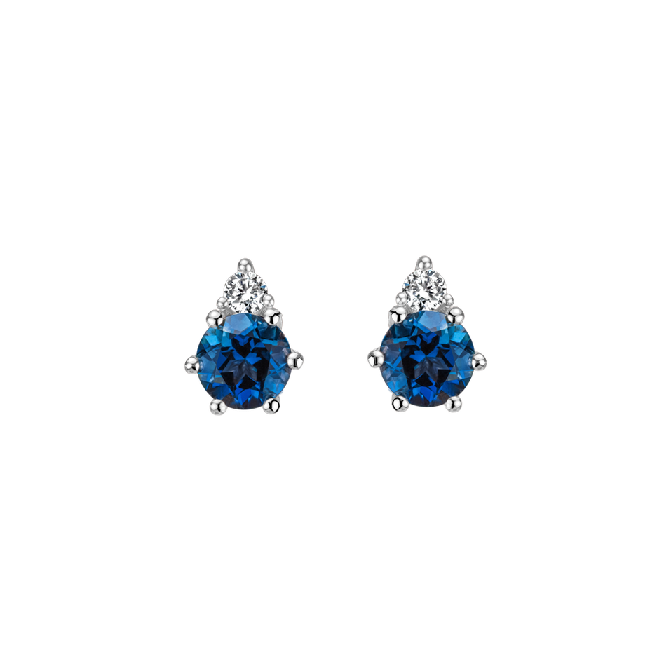 Diamond earrings with Topaz Midnight Serenity