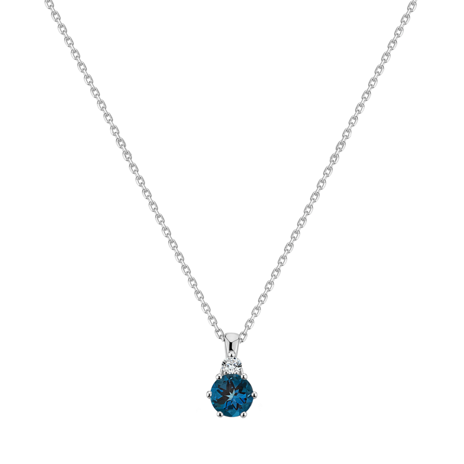 Diamond necklace with Topaz Midnight Serenity