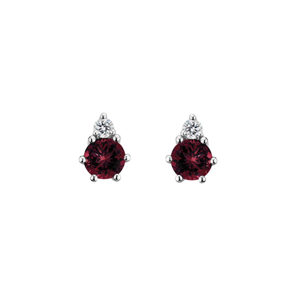 Diamond earrings with Rhodolite Midnight Serenity