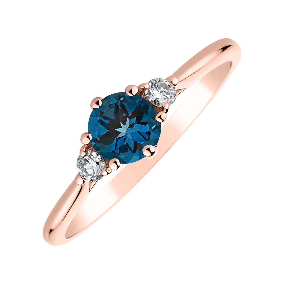 Diamond ring with Topaz Midnight Serenity