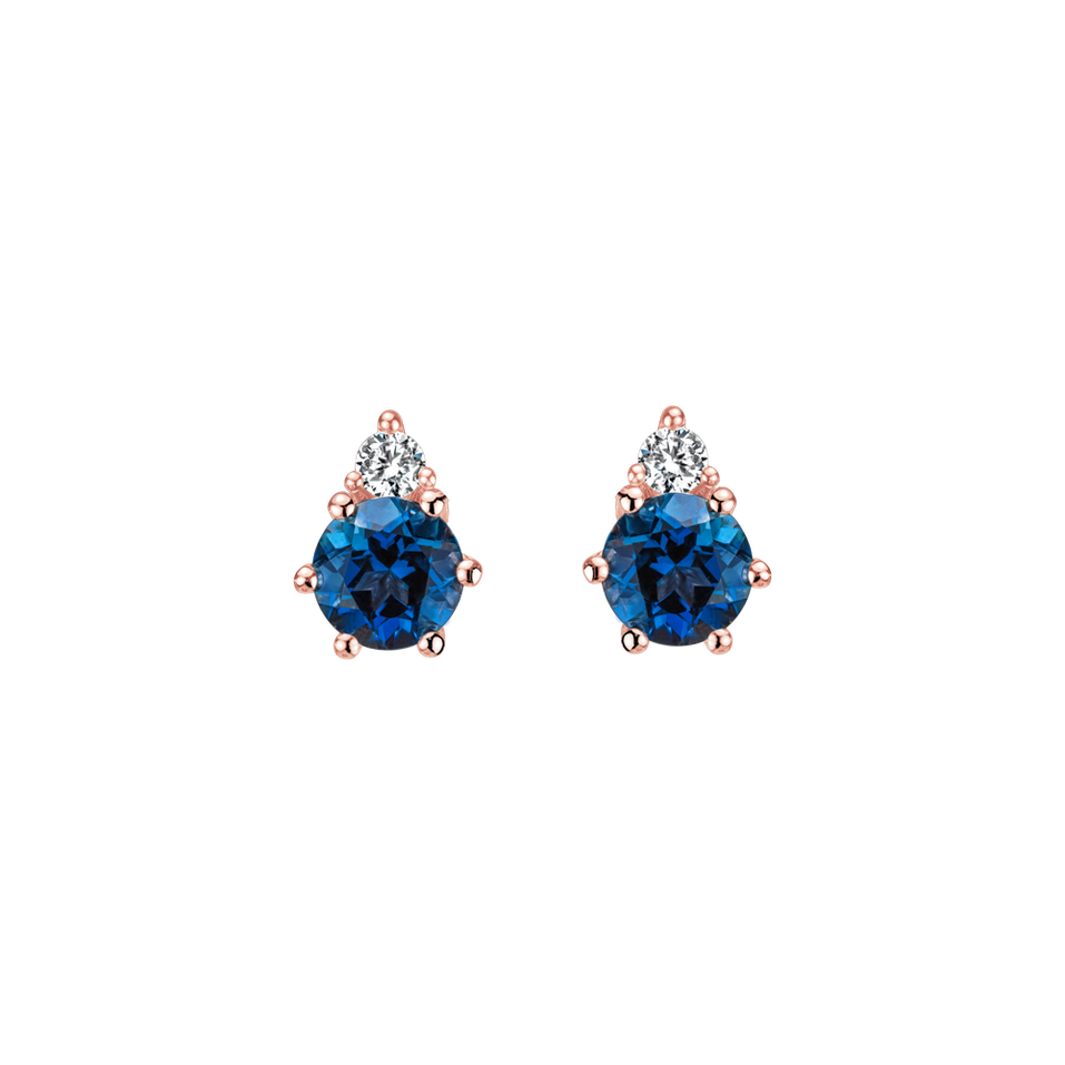 Diamond earrings with Topaz Midnight Serenity