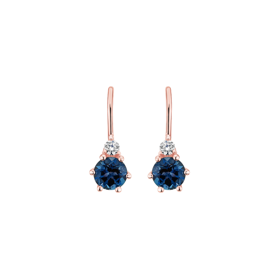 Diamond earrings with Topaz Midnight Serenity