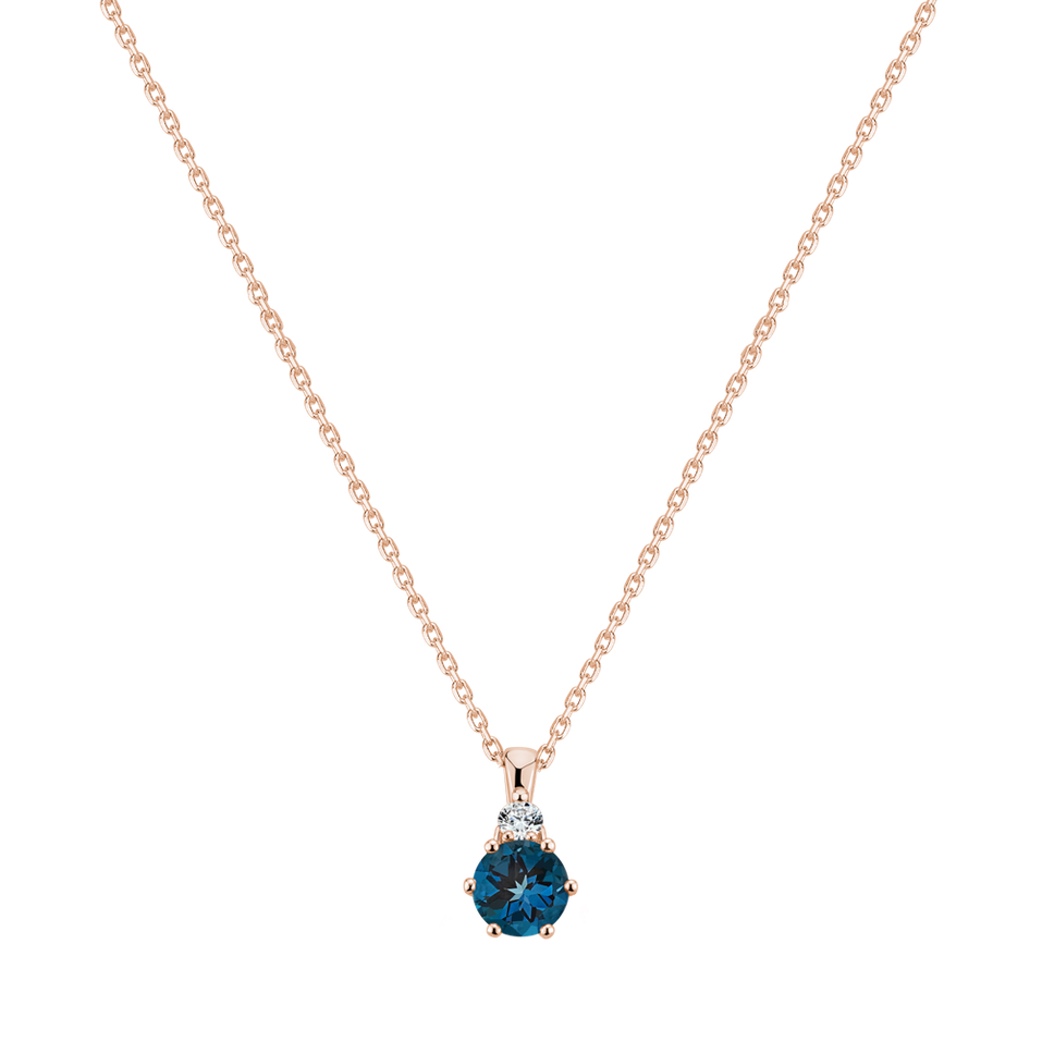 Diamond necklace with Topaz Midnight Serenity