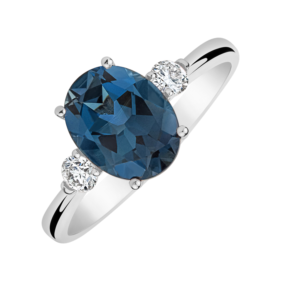 Diamond ring with Topaz Sea Bay