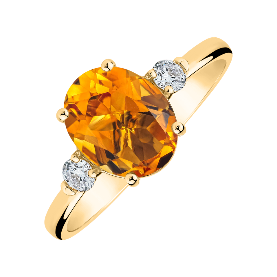 Diamond ring with Citrine Asuan