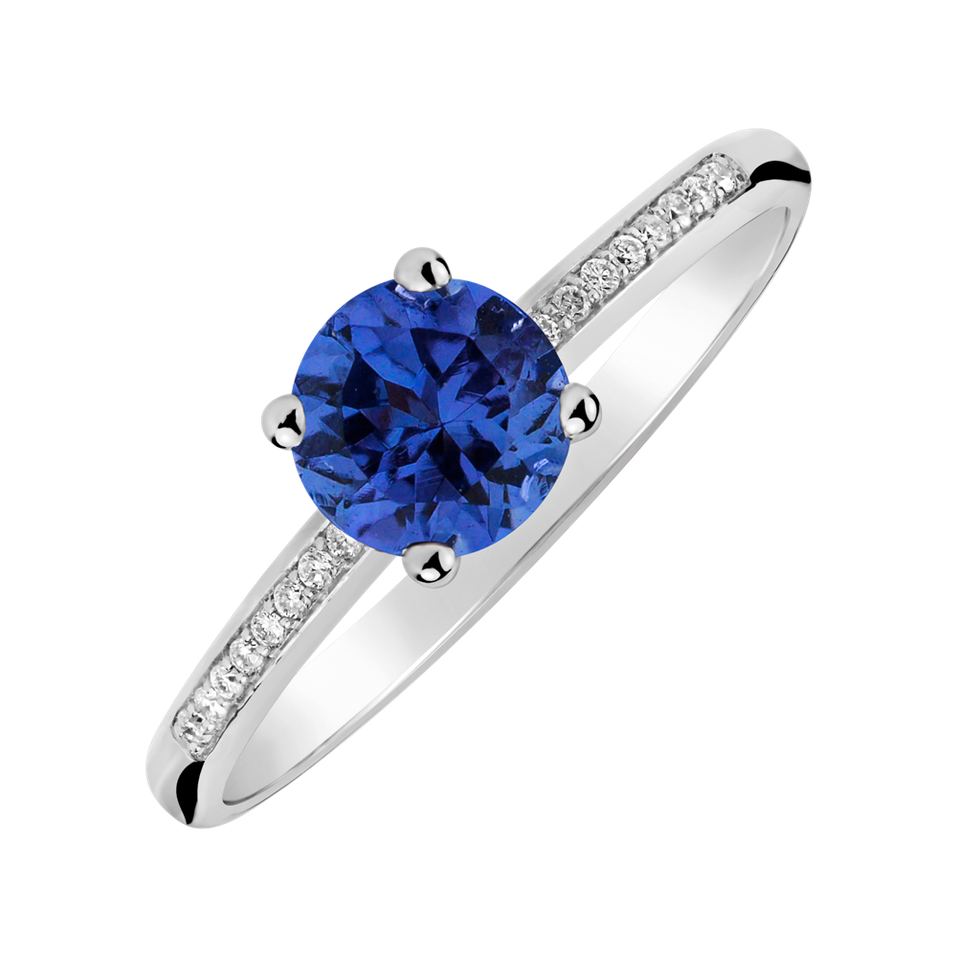 Diamond ring with Tanzanite Satin