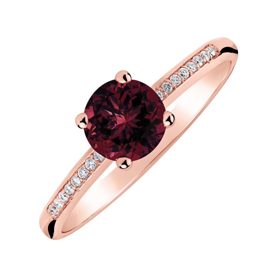 Diamond ring with Rhodolite Satin