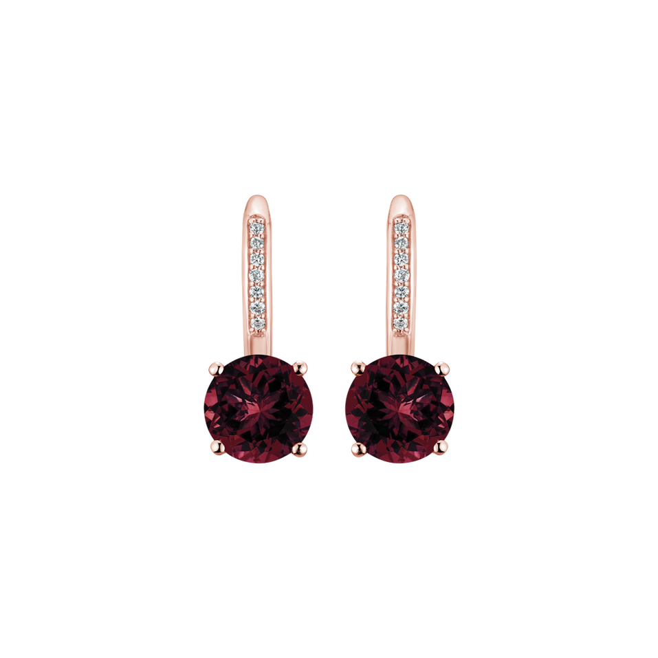 Diamond earrings with Rhodolite Carleton