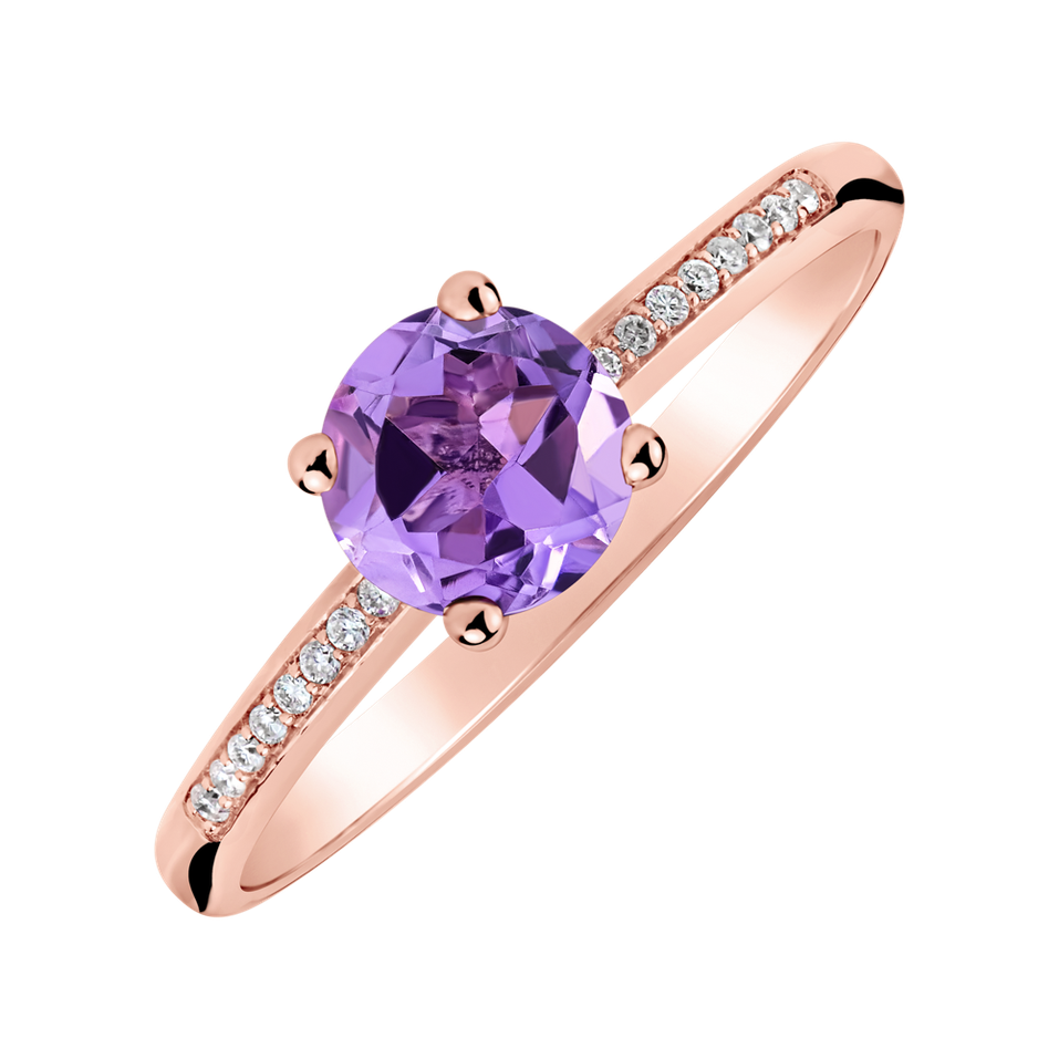 Diamond ring with Amethyst Satin