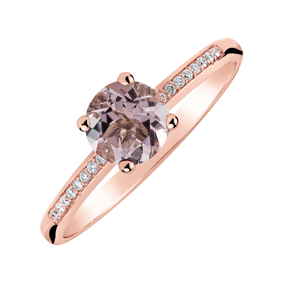 Diamond ring with Morganite Satin