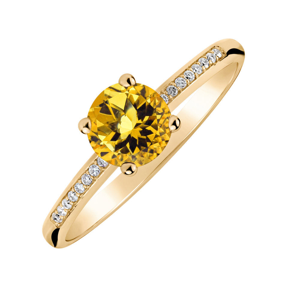 Diamond ring with Citrine Satin